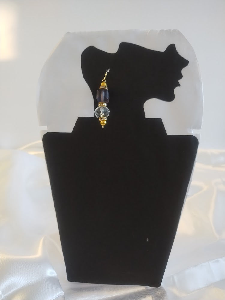 Grey and Crystal Dangle Earrings - Elegant, Chic, Formal or Casual Wear, Gift for Her - Handmade Jewelry