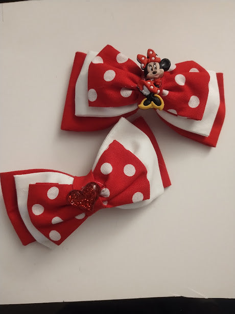 Mini Mouse and Heart Bows Set - Handmade