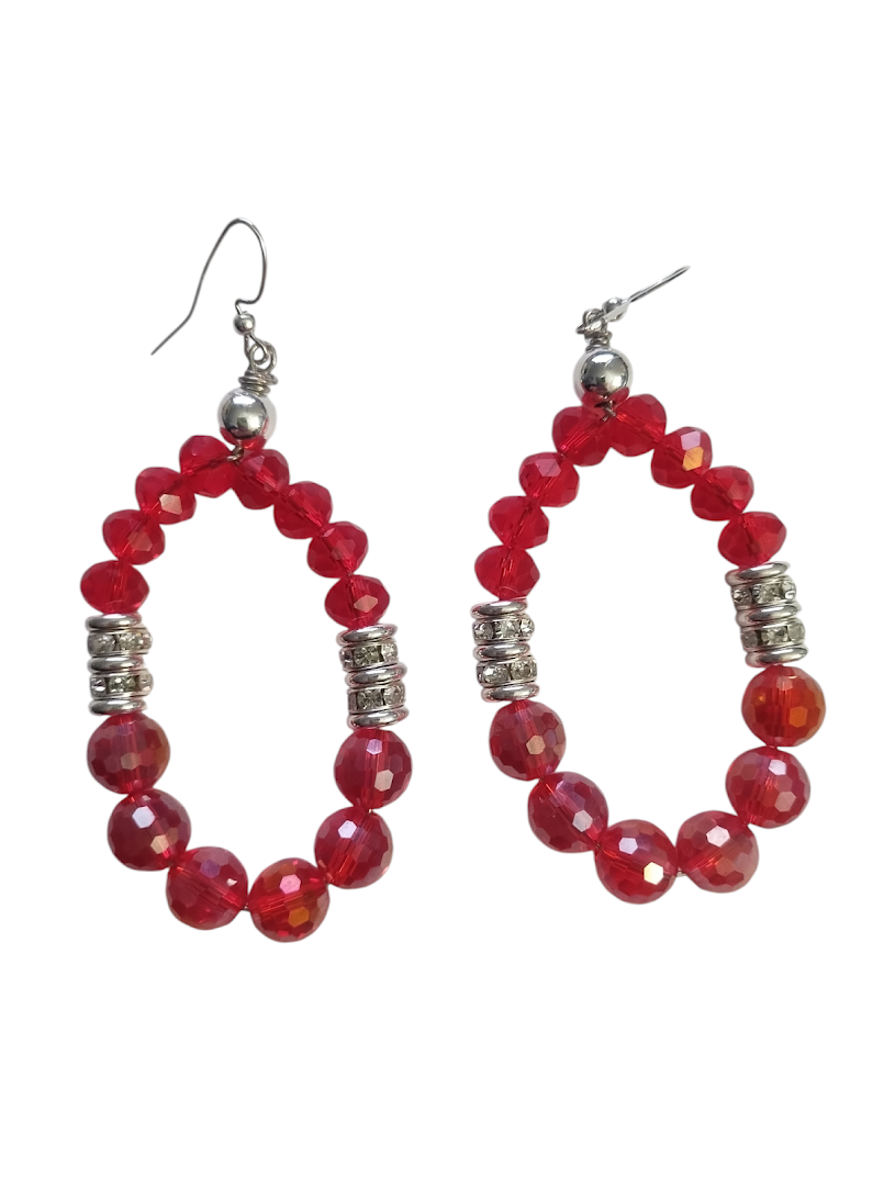 Red Ruby and Silver Dangle Earrings - Boho and Chic, Any Occasion Wear - Handmade Jewelry