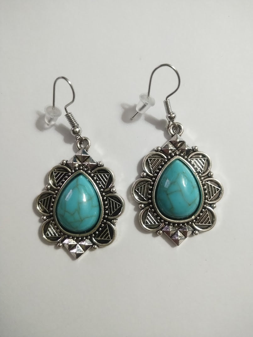 Silver Flower Boho Dangle Earrings - Any occasion wear, Beautiful gift for her - Handmade Jewelry