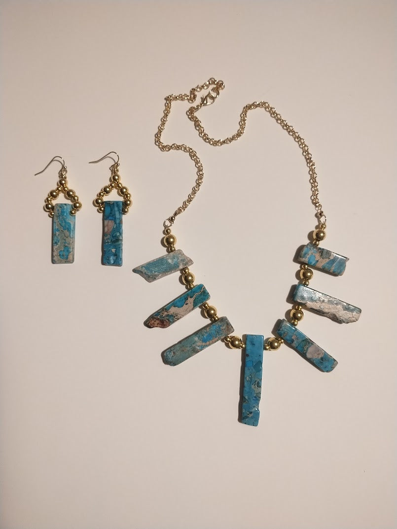 Turquoise Necklace and Earring Set - Handmade Jewelry
