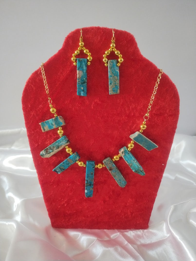 Turquoise Necklace and Earring Set - Handmade Jewelry
