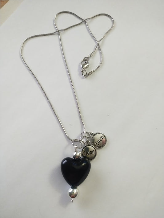 Black Heart Necklace - Lovely and Chic, For Girlfriend, Teenager, Woman, Any occasion wear - Handmade Jewelry