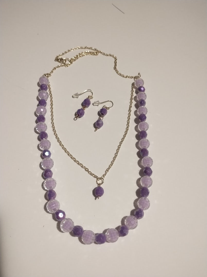 Choker and Earring - Lovely and Sweet Lavender and Purple crystal look. Special Occasion or anytime wear, Perfect for any woman - Handmade Jewelry