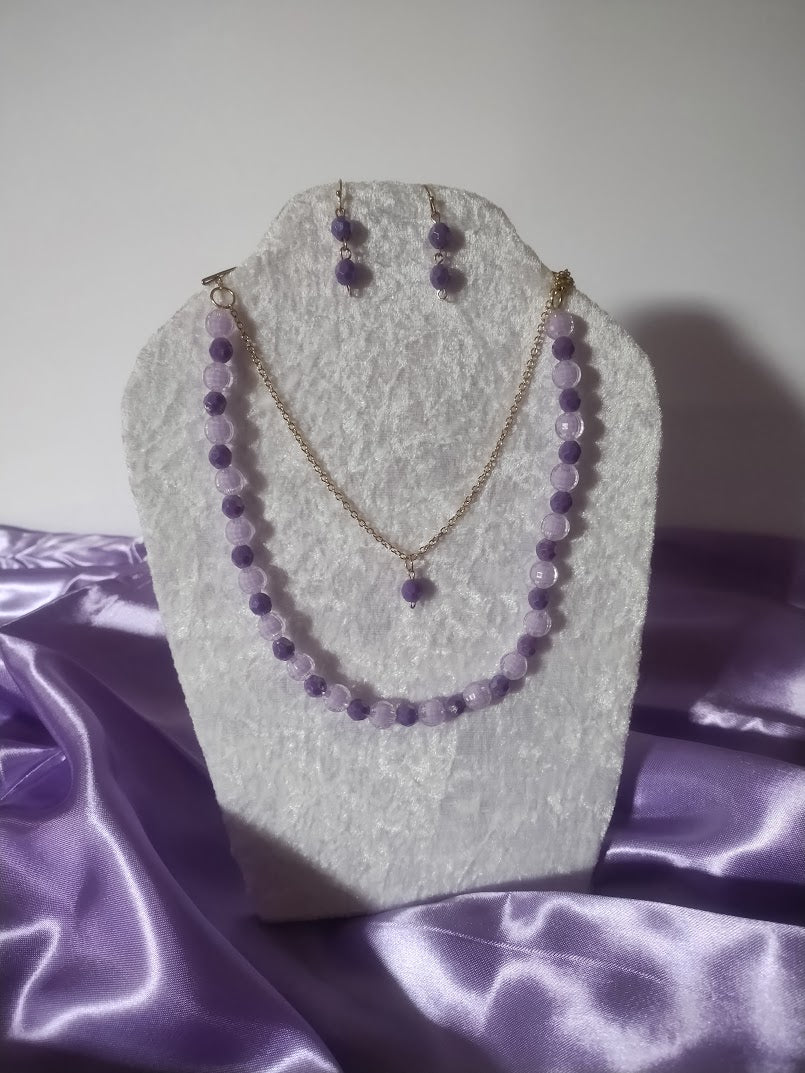 Choker and Earring - Lovely and Sweet Lavender and Purple crystal look. Special Occasion or anytime wear, Perfect for any woman - Handmade Jewelry