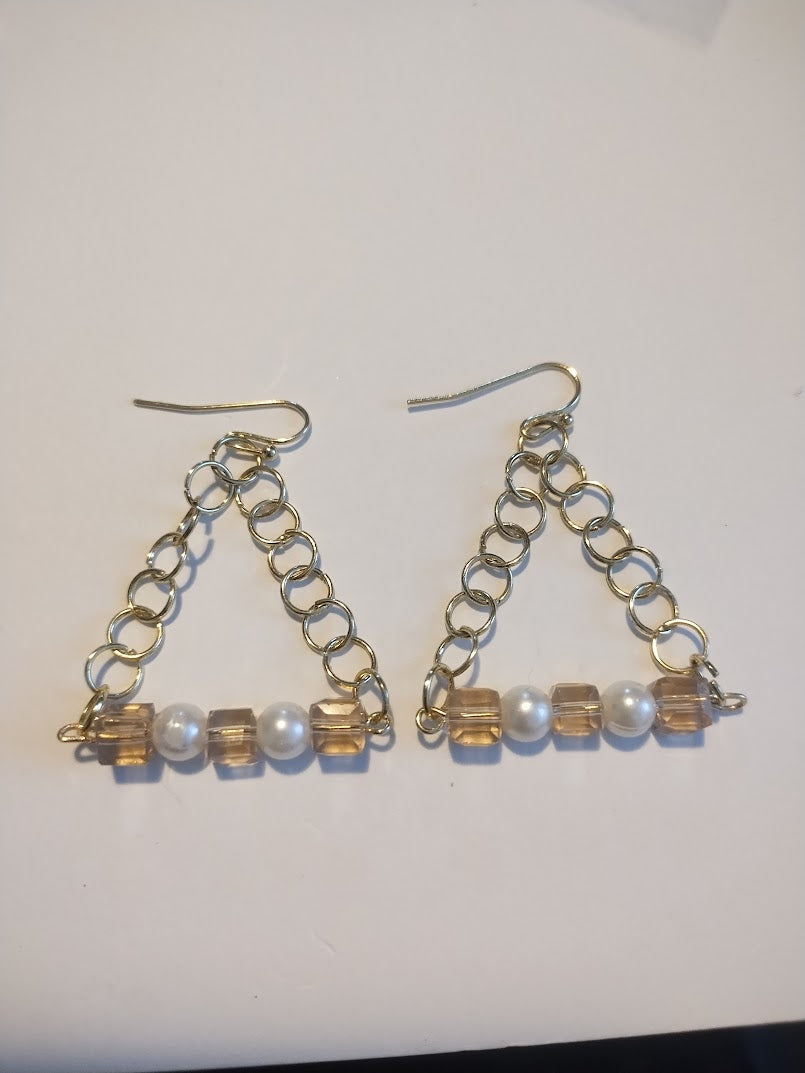 Chain Link & Pearls Earrings - Handmade Jewelry