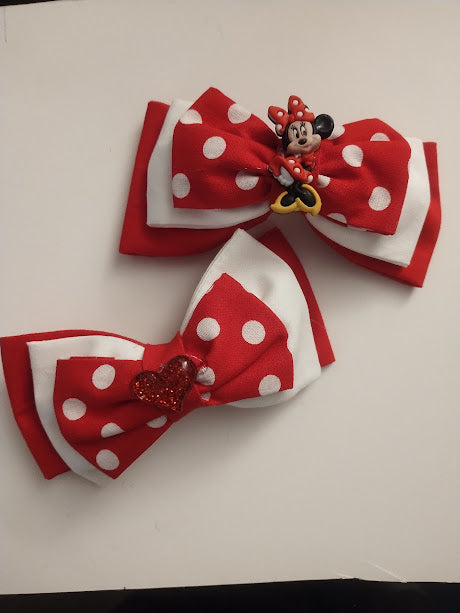 Mini Mouse and Heart Bows Set  - Handmade