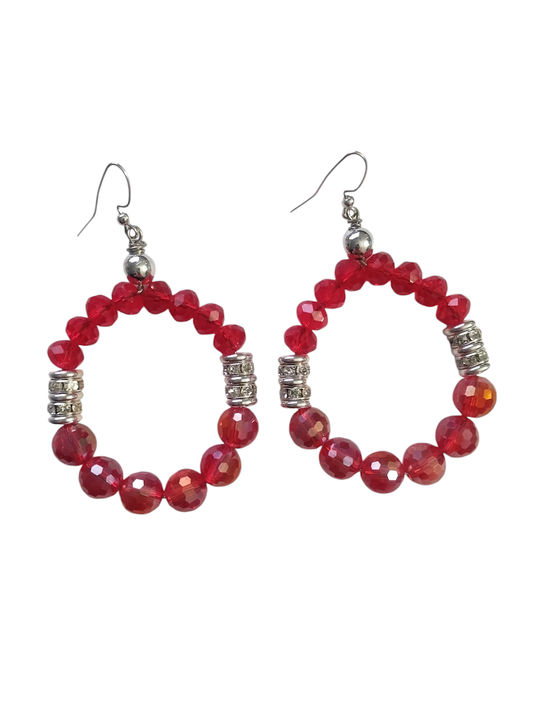 Red Ruby and Silver Dangle Earrings - Boho and Chic, Any Occasion Wear - Handmade Jewelry