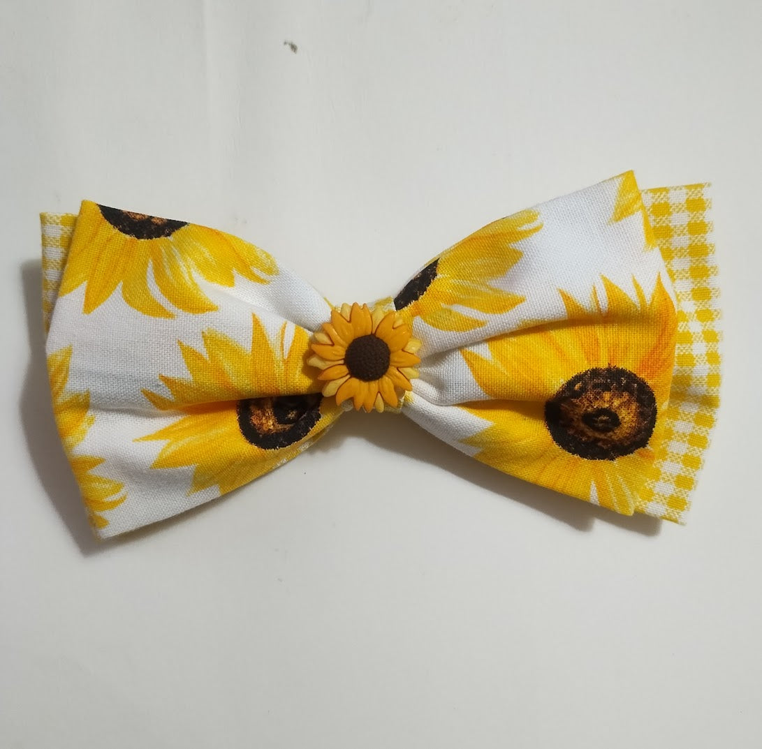 Yellow Sunflower Bow- Handmade