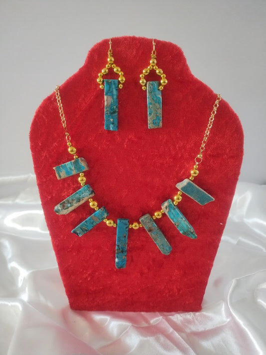 Turquoise Necklace and Earring Set - Handmade Jewelry